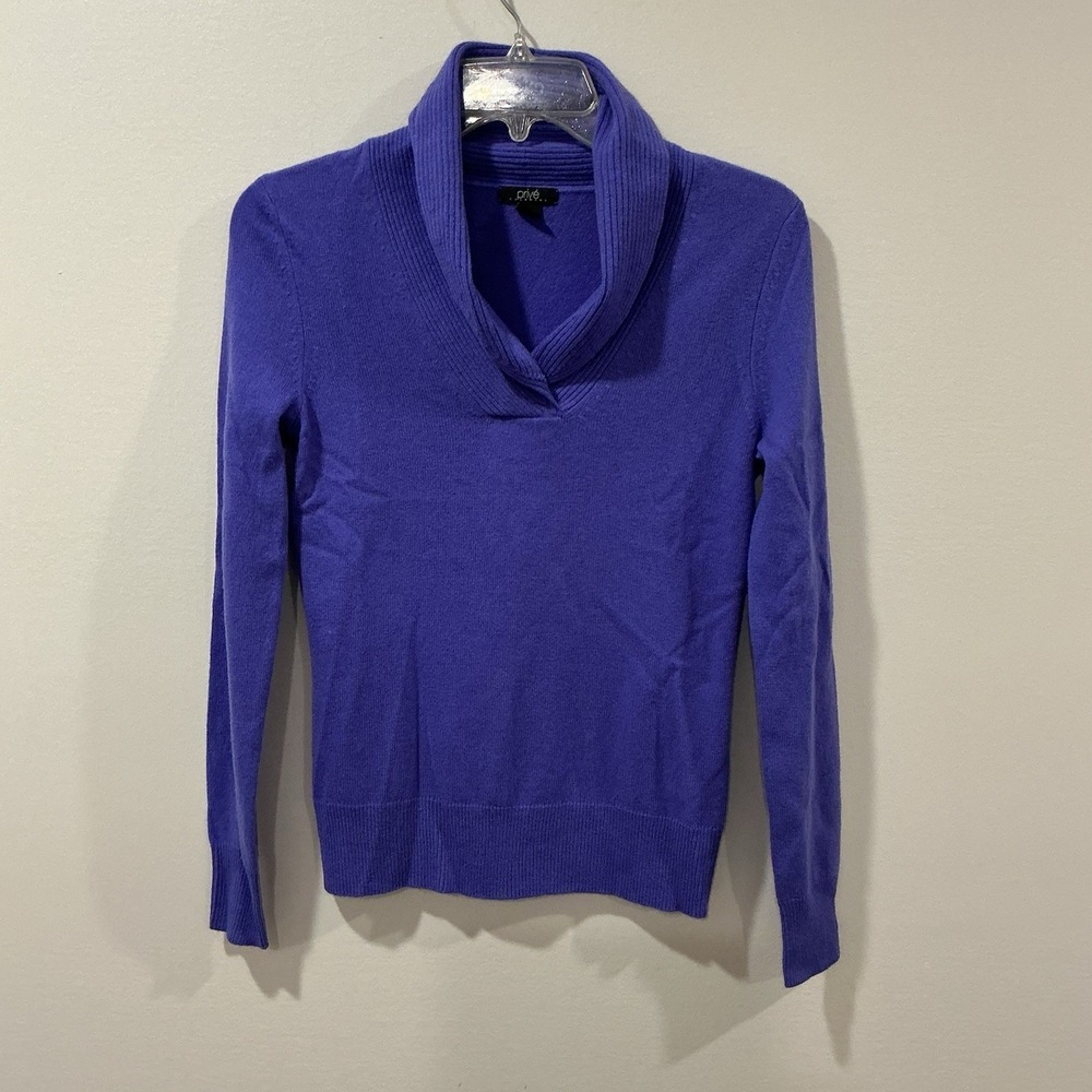 Prive Cashmere Sweater Womens S‎ Lilac Shawl Collar Pullover Luxury Old Money